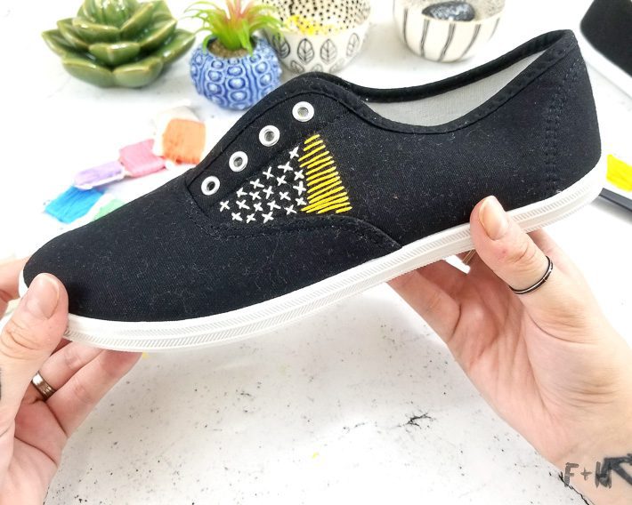 embroidered canvas shoes