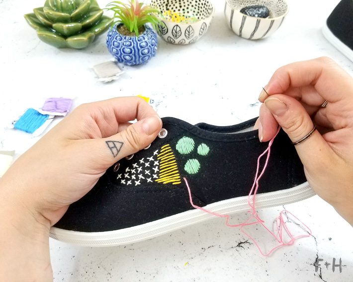 embroidered canvas shoes