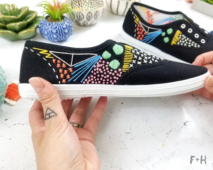 embroidered canvas shoes